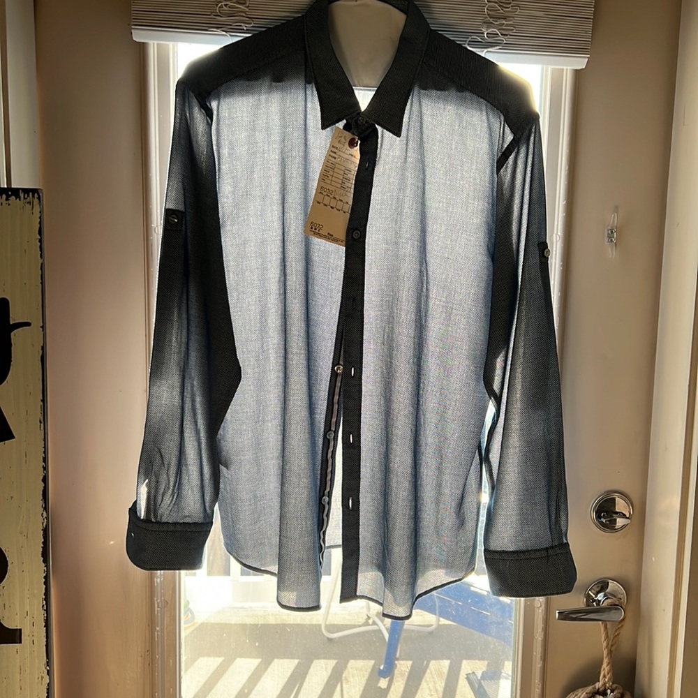 Hugo Boss.  Blue and white button up.  Worn once.